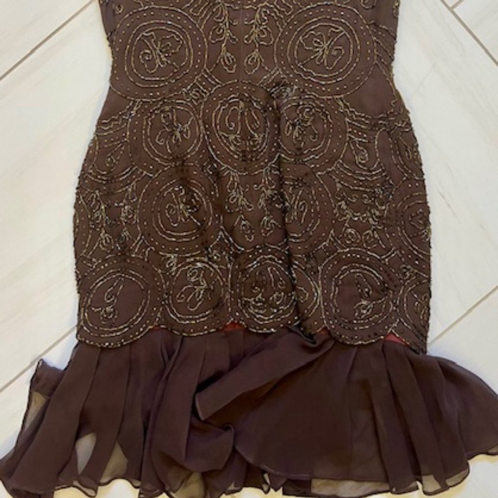 Carmen Marco Valvo Beaded Cocktail Dress - Picture 4 of 8